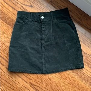 Brandy Melville Green Corduroy Mini Skirt